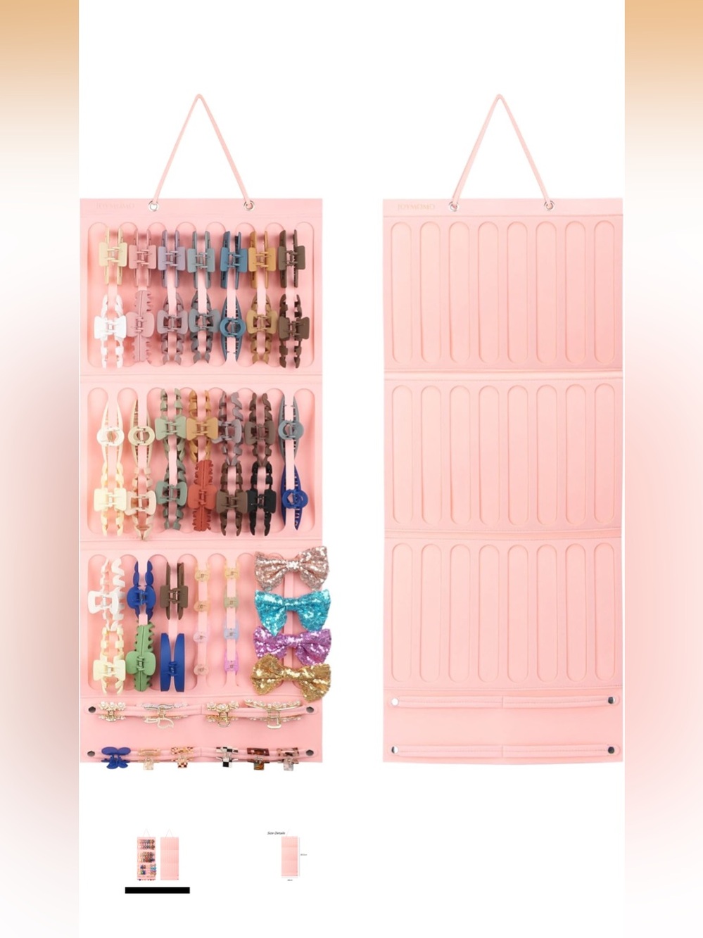 Pink Hanging Hair Accessory Organizer - Compact Over-the-Door Storage